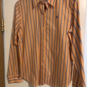 Women NWT Chaps Size Medium Shirt light orange with blue stripes